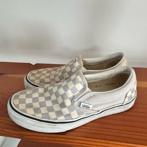 Vans Light Grey Checker slip sneakers women’s size 8 - Picture 1 of 10